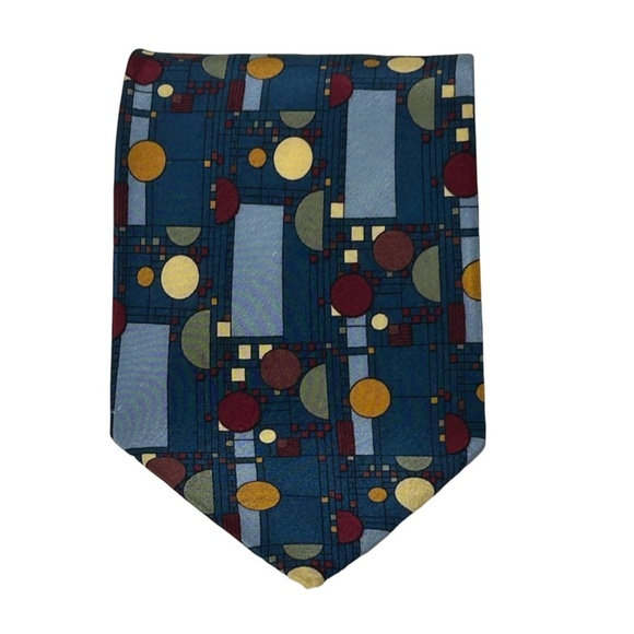 Frank Lloyd Wright 100% Silk Necktie Tie Confetti Blue Made in Italy Collection - Picture 3 of 13
